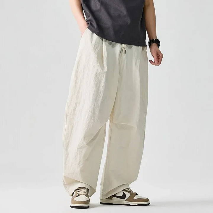 Baggy parachutebroek heren | Wijde broek met elastische tailleband
