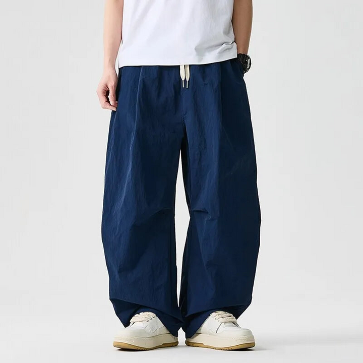 Baggy parachutebroek heren | Wijde broek met elastische tailleband