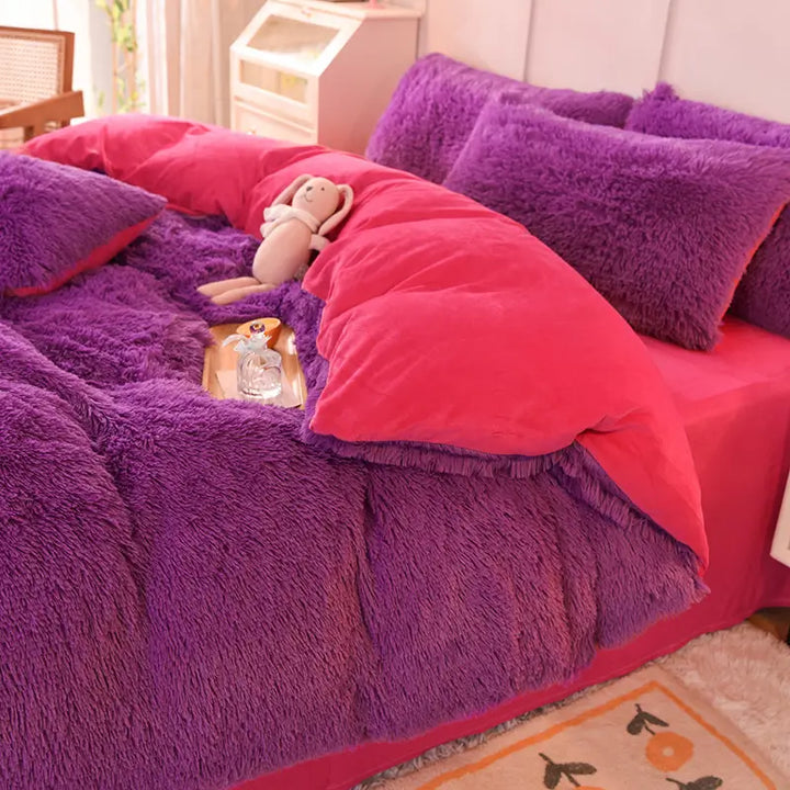 Beddengoed set | Fluffy fleece 5-delig met kussenslopen