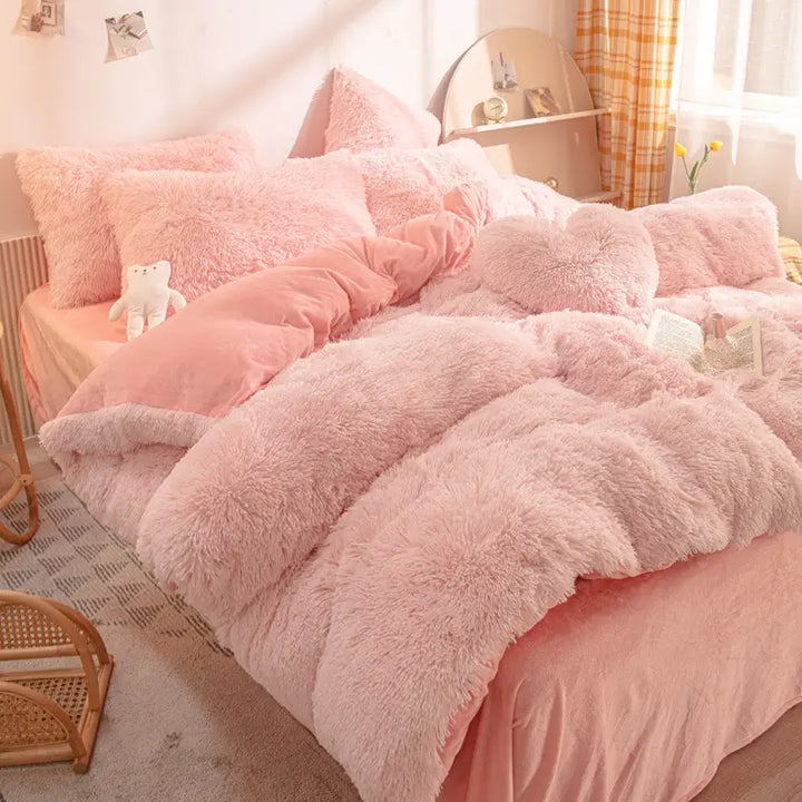 Beddengoed set | Fluffy fleece 5-delig met kussenslopen