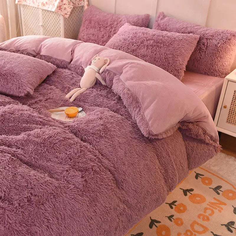 Beddengoed set | Fluffy fleece 5-delig met kussenslopen