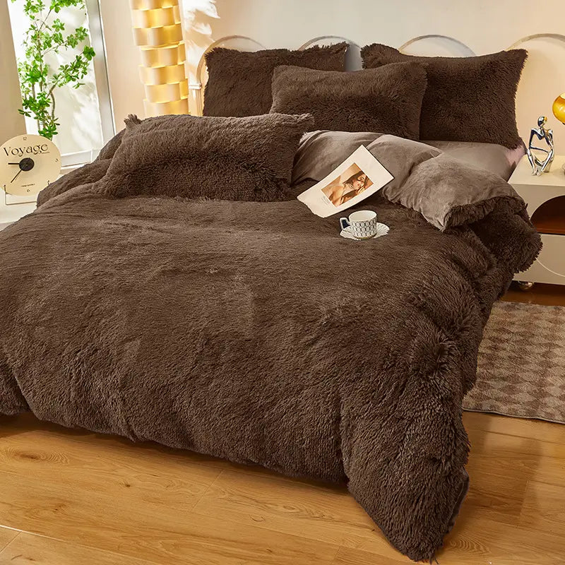 Beddengoed set | Fluffy fleece 5-delig met kussenslopen