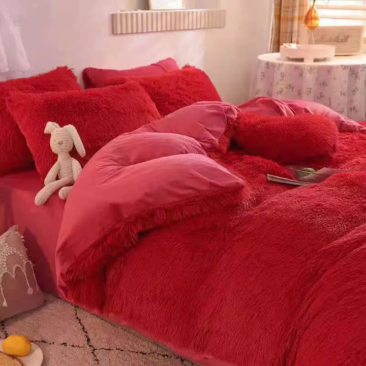 Beddengoed set | Fluffy fleece 5-delig met kussenslopen