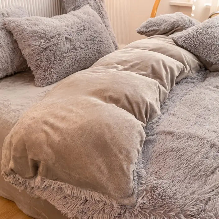 Beddengoed set | Fluffy fleece 5-delig met kussenslopen