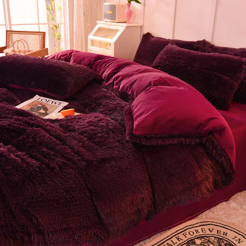 Beddengoed set | Fluffy fleece 5-delig met kussenslopen