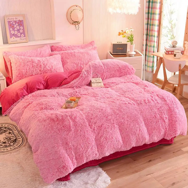 Beddengoed set | Fluffy fleece 5-delig met kussenslopen