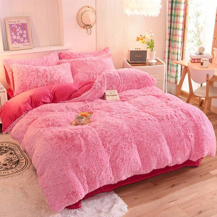 Beddengoed set | Fluffy fleece 5-delig met kussenslopen