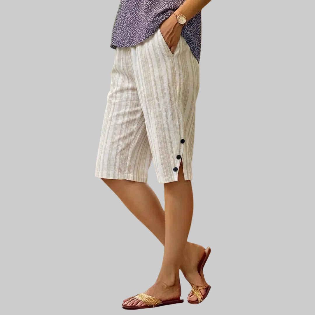Bermuda dames | Luchtige korte broek met knoopdetails