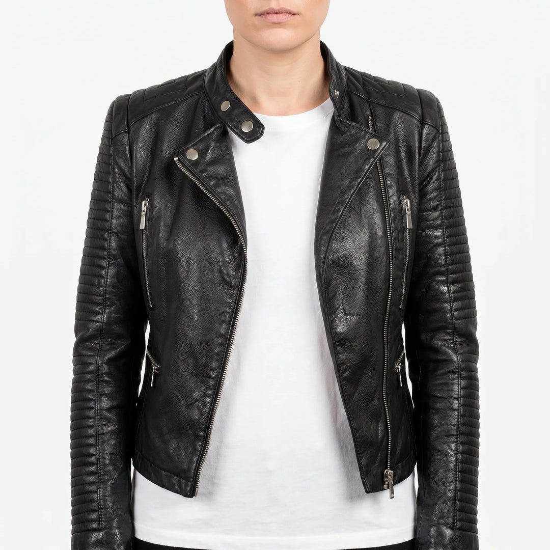 Biker jas dames | Getailleerd model met asymmetrische rits