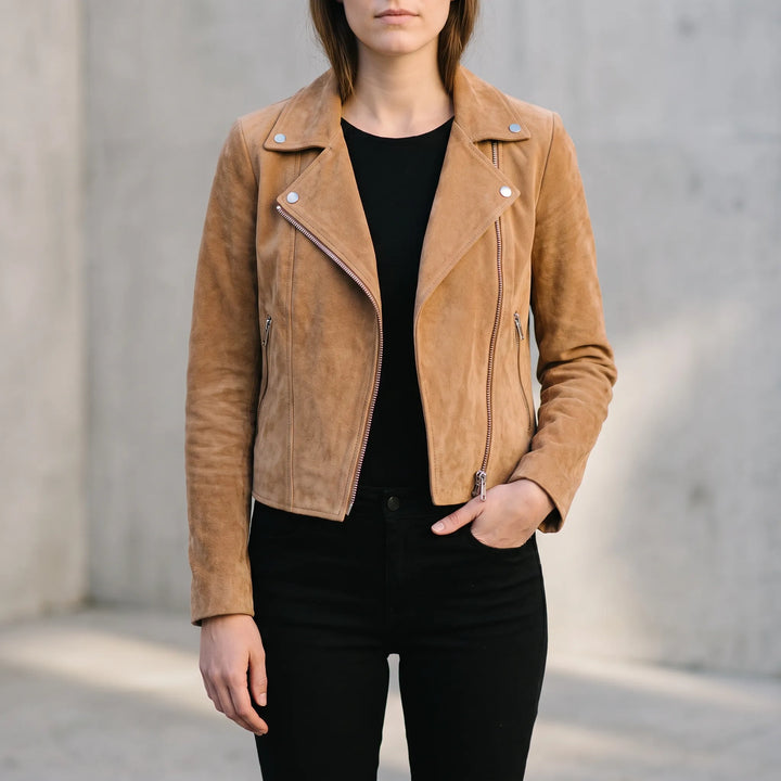 Biker jas dames | Stoer kort model met revers en ritsdetails