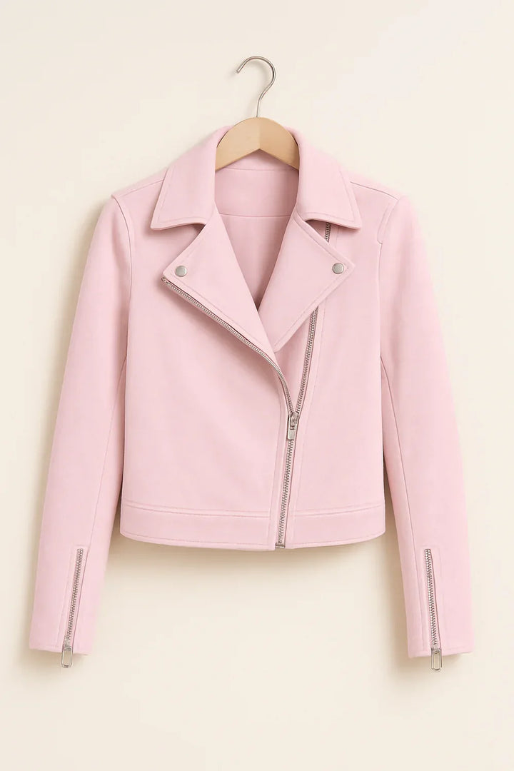 Biker jas dames | Stoer kort model met revers en ritsdetails