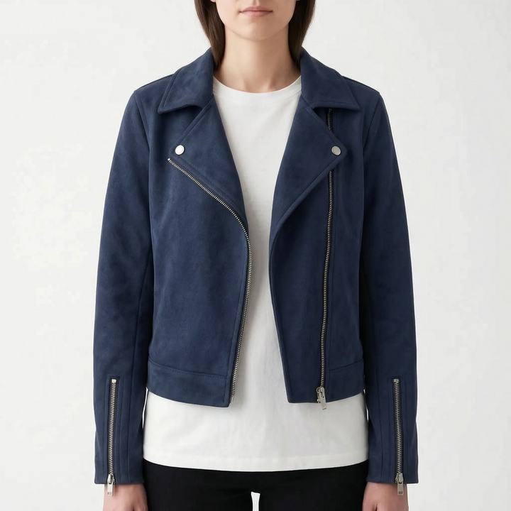 Biker jas dames | Stoer kort model met revers en ritsdetails