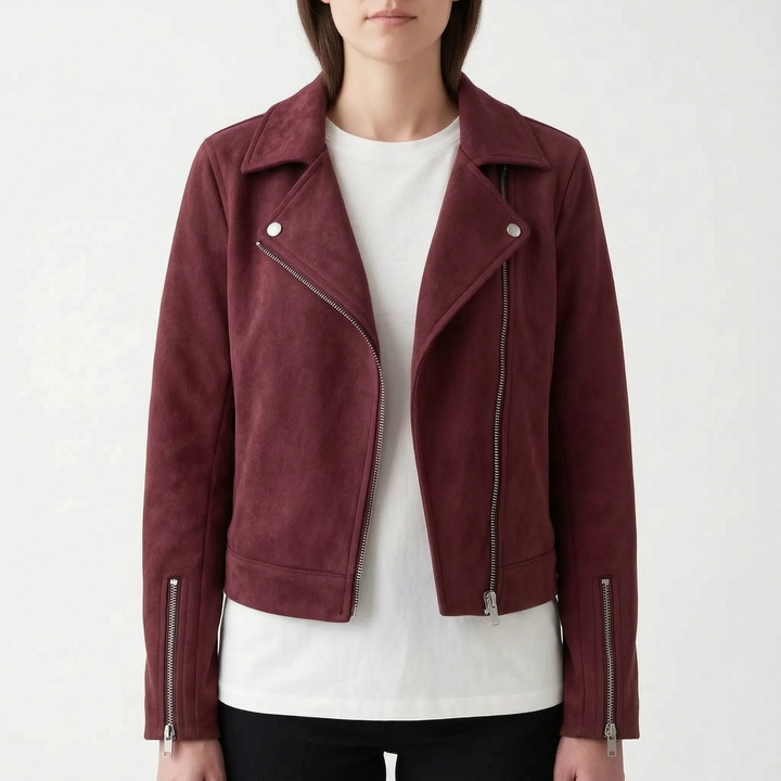 Biker jas dames | Stoer kort model met revers en ritsdetails