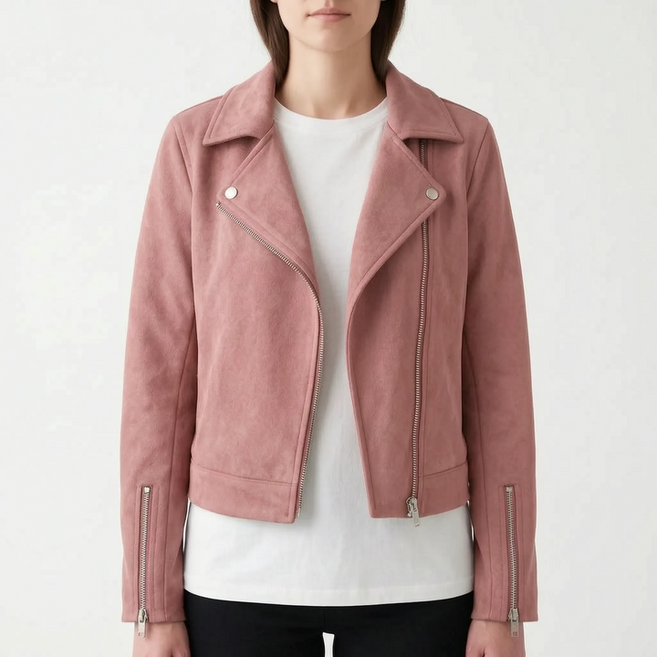 Biker jas dames | Stoer kort model met revers en ritsdetails