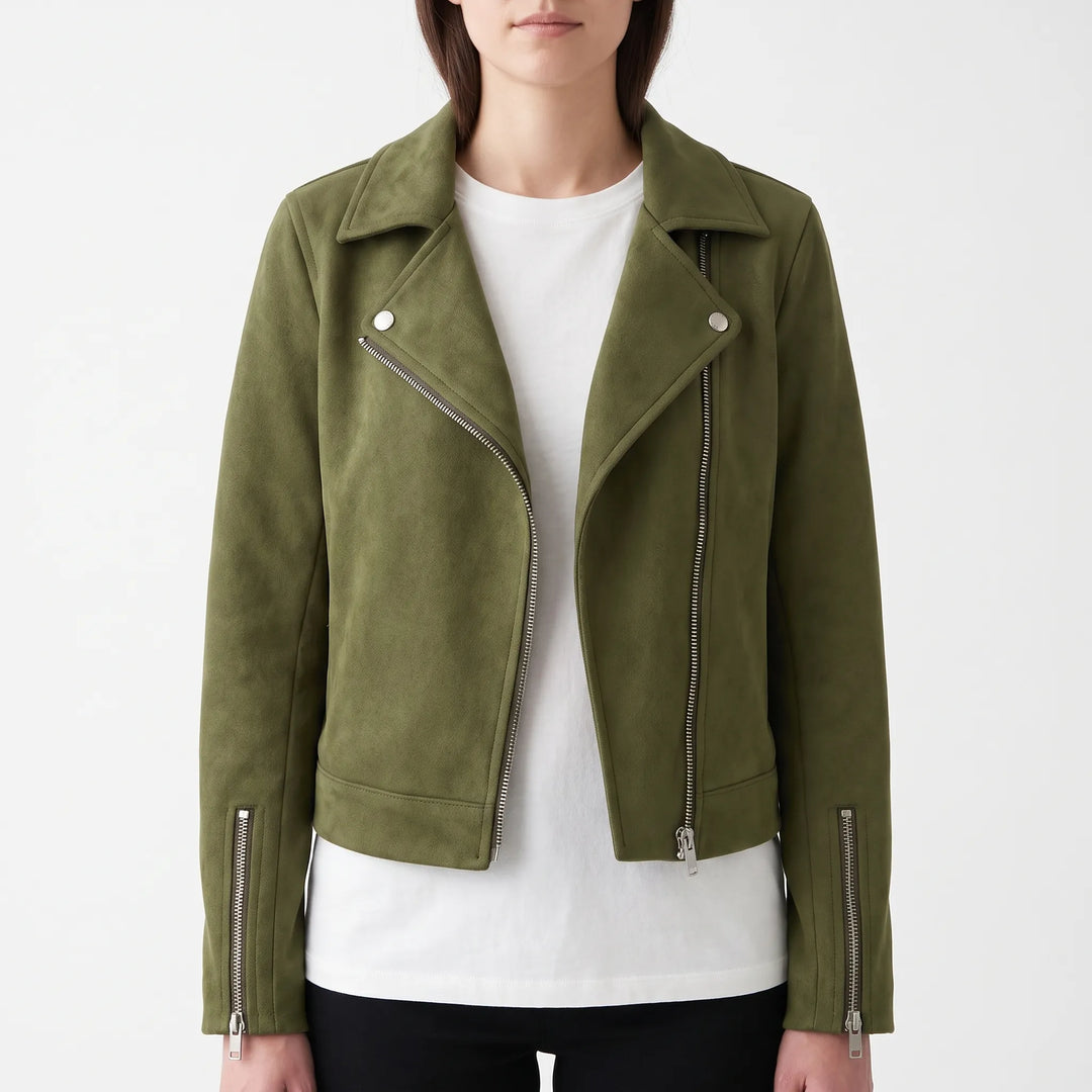 Biker jas dames | Stoer kort model met revers en ritsdetails