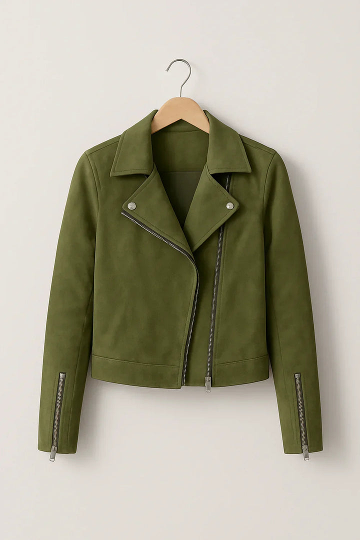 Biker jas dames | Stoer kort model met revers en ritsdetails