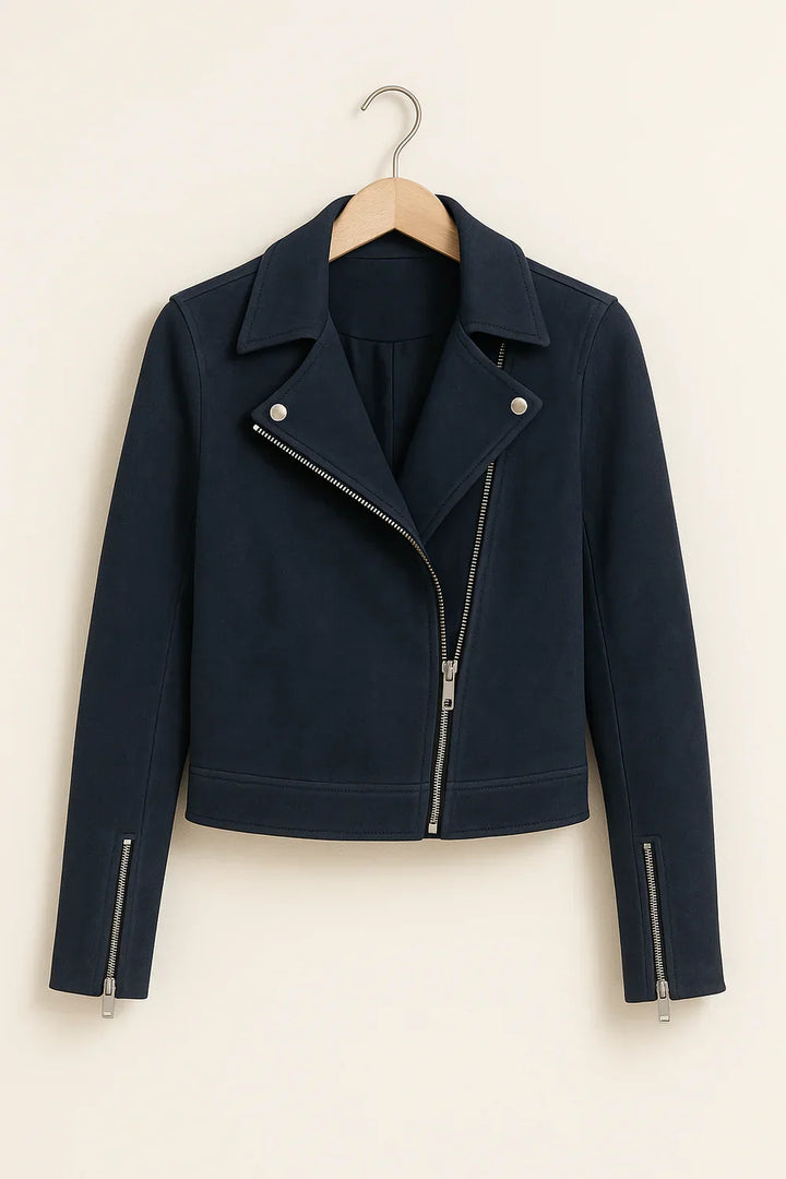 Biker jas dames | Stoer kort model met revers en ritsdetails