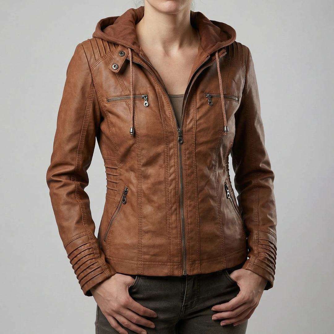 Bikerjack dames | Jas met capuchon en ritsdetails
