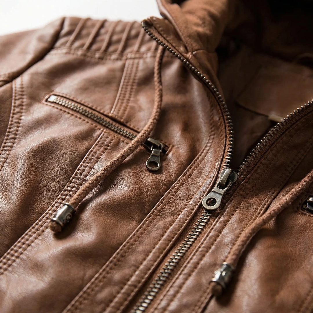 Bikerjack dames | Jas met capuchon en ritsdetails