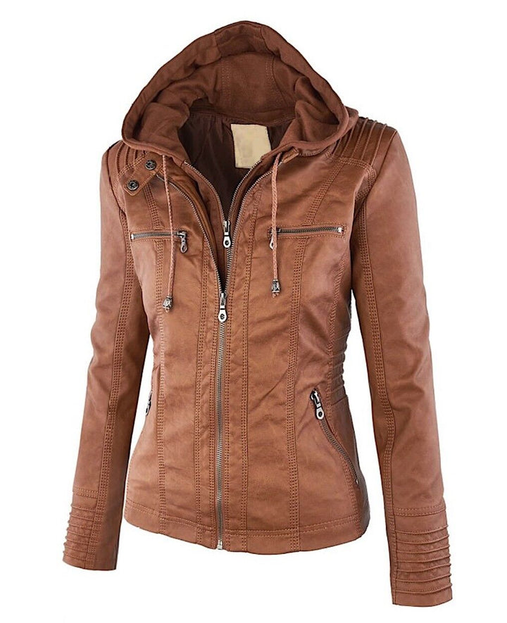 Bikerjack dames | Jas met capuchon en ritsdetails
