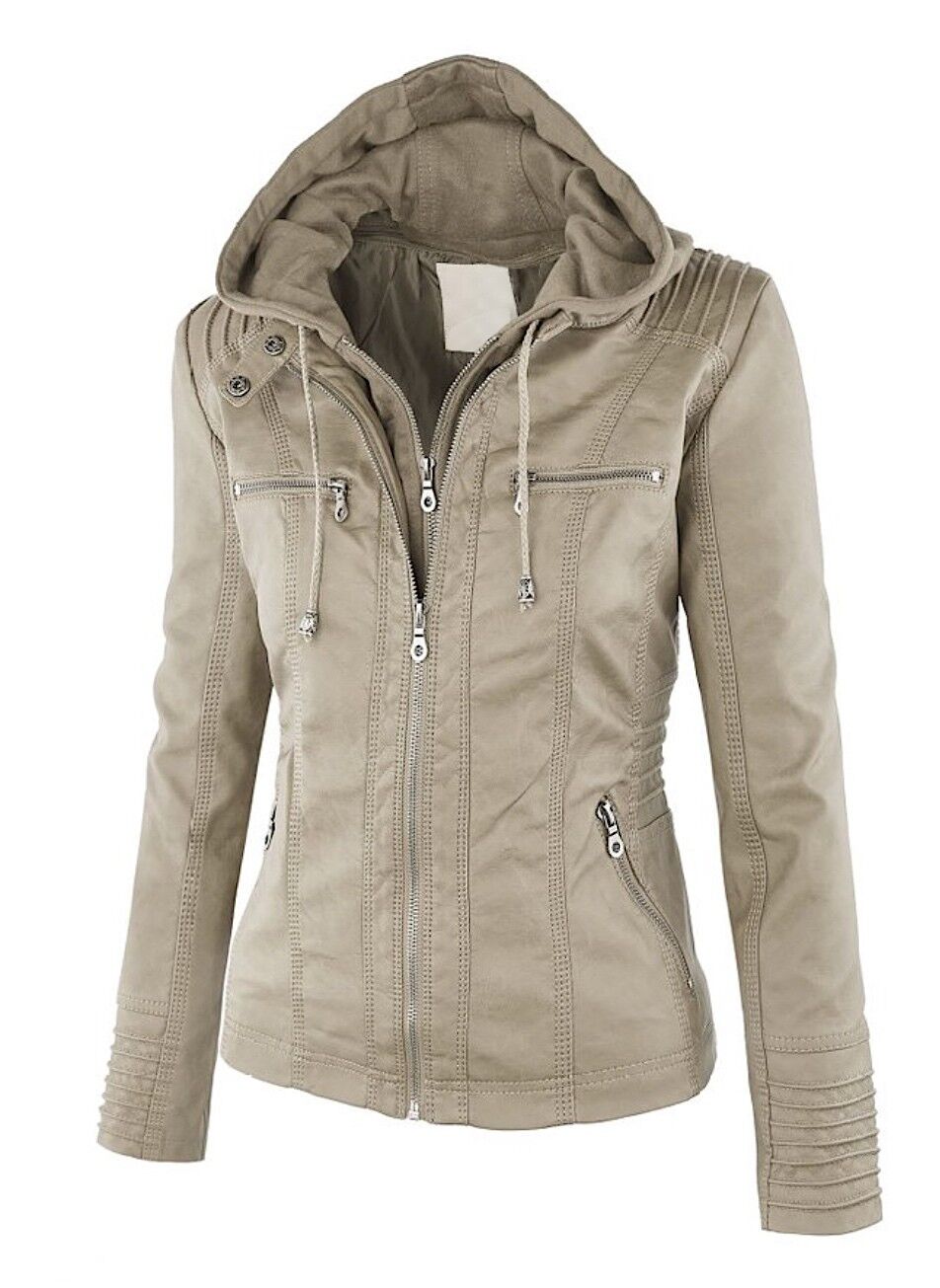 Bikerjack dames | Jas met capuchon en ritsdetails