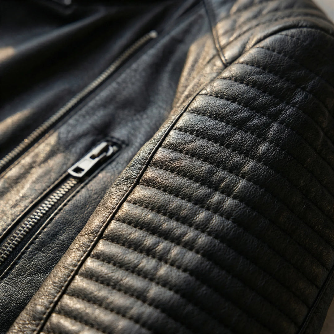 Bikerjas dames | Zwarte leren look jas met rits en opstaande kraag