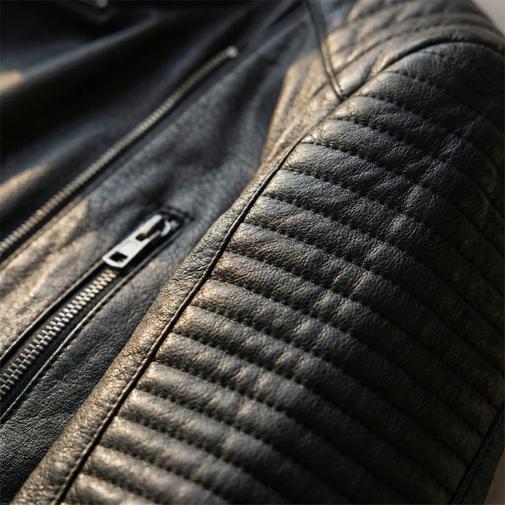 Bikerjas dames | Zwarte leren look jas met rits en opstaande kraag