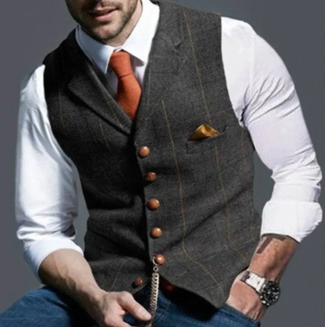 Heren vest | Klassiek gilet met v-hals en knopen