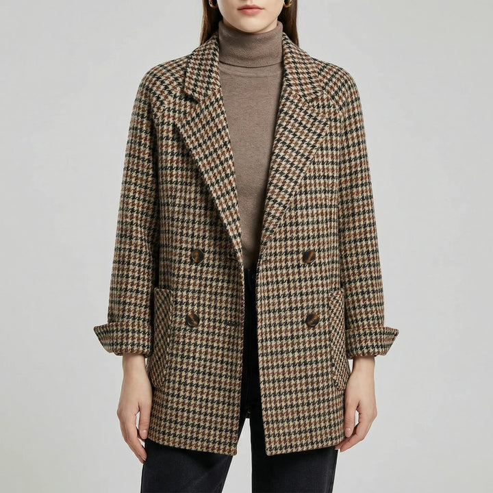 Blazer dames | Geruite blazer met lange mouw en relaxte fit