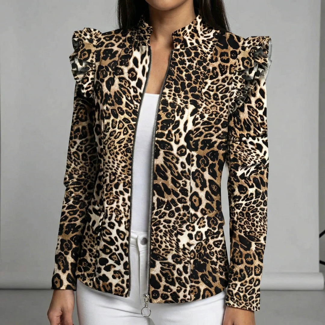 Blazer dames | Grafische blazer met rits en statement print