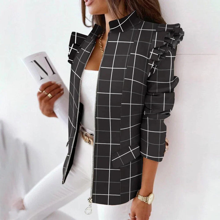Blazer dames | Grafische blazer met rits en statement print
