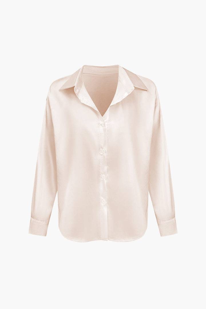 Blouse dames | Elegante blouse met satijn look en lange mouw