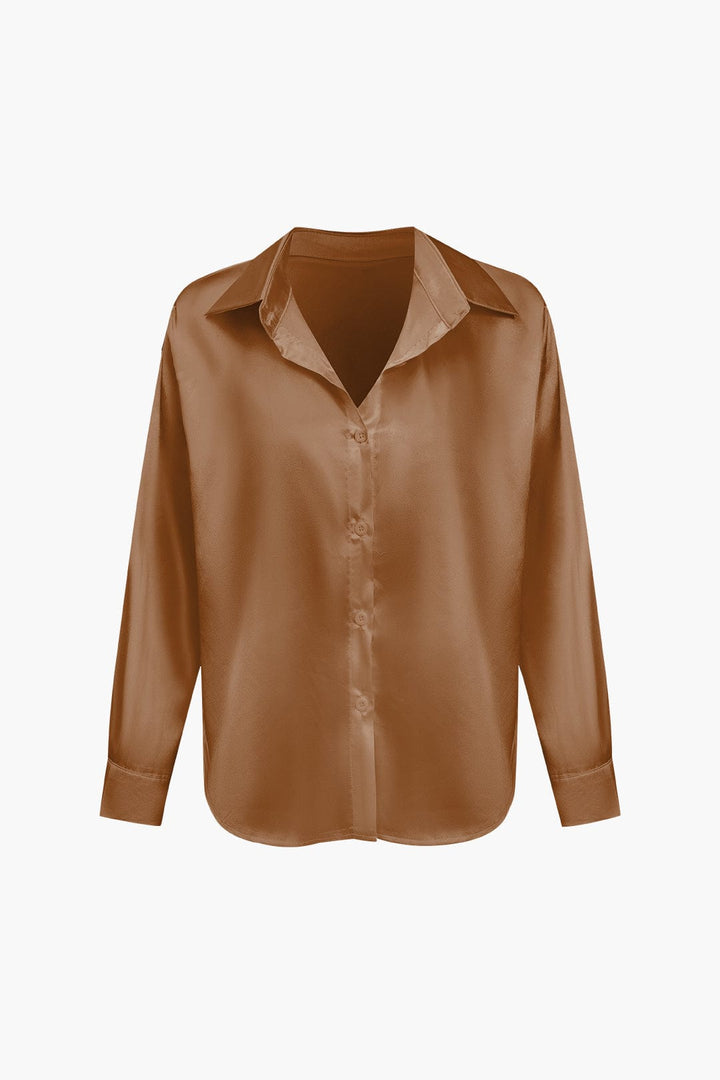 Blouse dames | Elegante blouse met satijn look en lange mouw