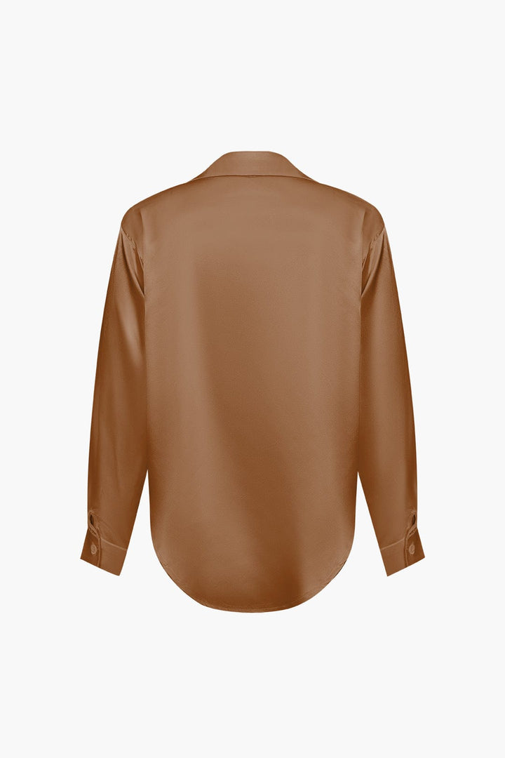 Blouse dames | Elegante blouse met satijn look en lange mouw