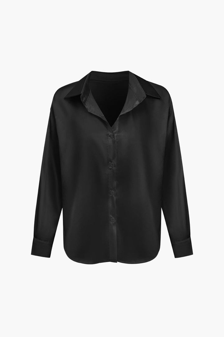 Blouse dames | Elegante blouse met satijn look en lange mouw