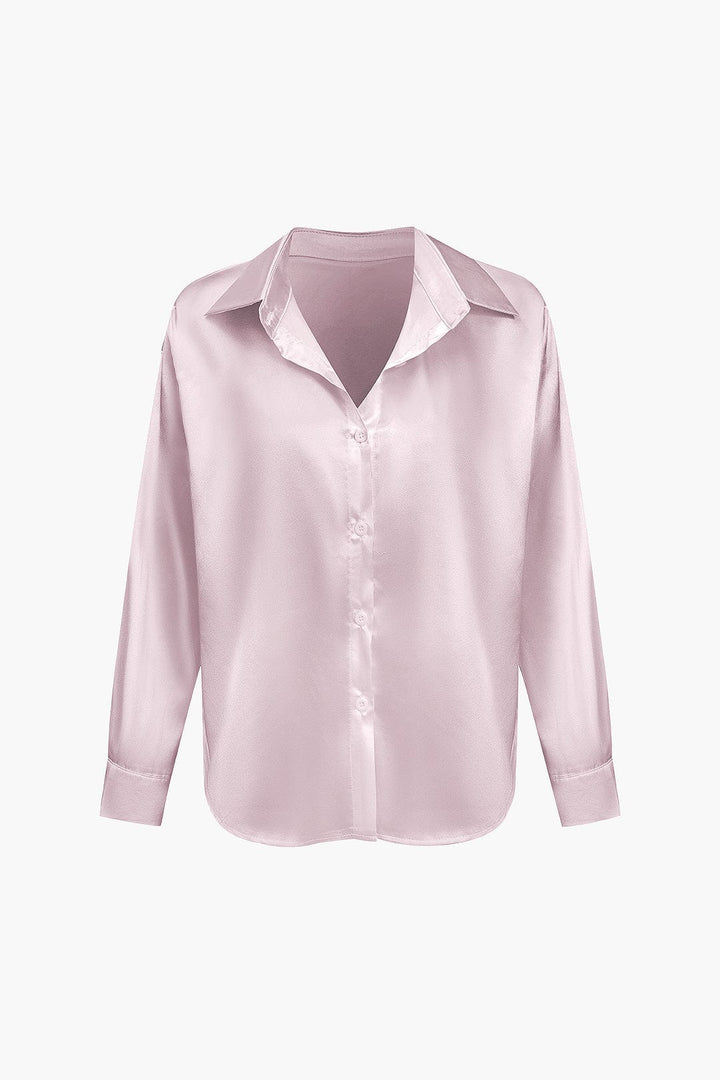Blouse dames | Elegante blouse met satijn look en lange mouw