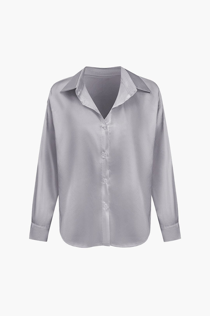 Blouse dames | Elegante blouse met satijn look en lange mouw
