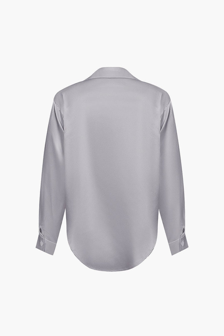 Blouse dames | Elegante blouse met satijn look en lange mouw