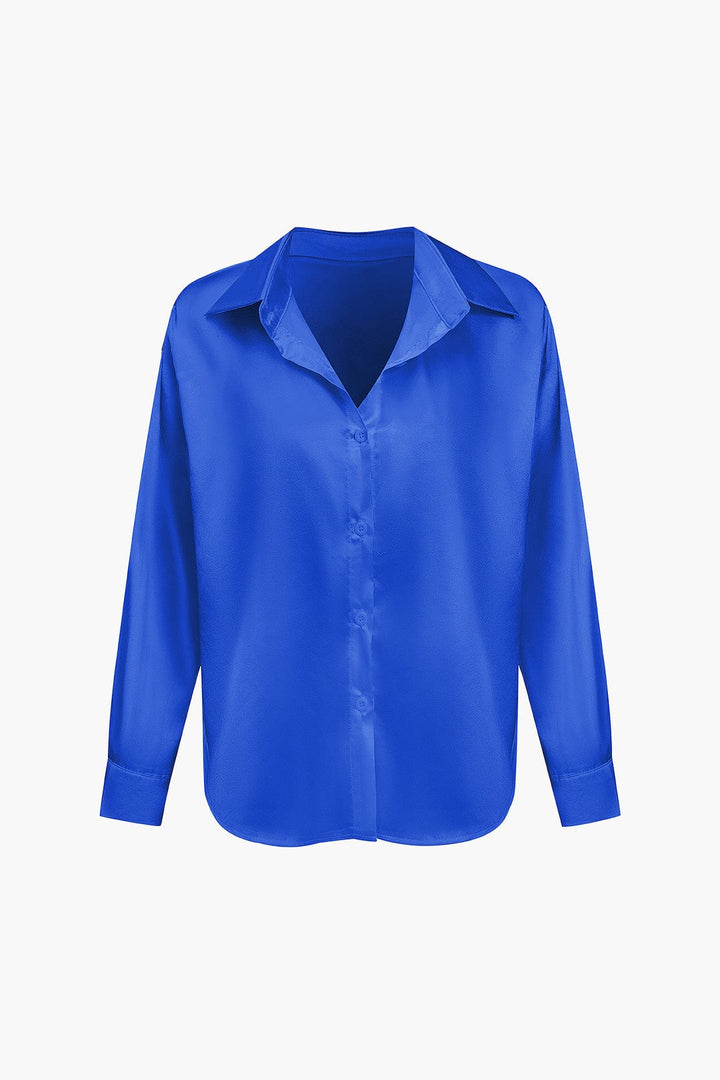 Blouse dames | Elegante blouse met satijn look en lange mouw