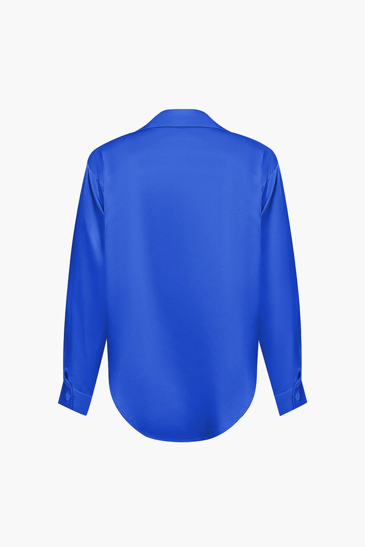Blouse dames | Elegante blouse met satijn look en lange mouw