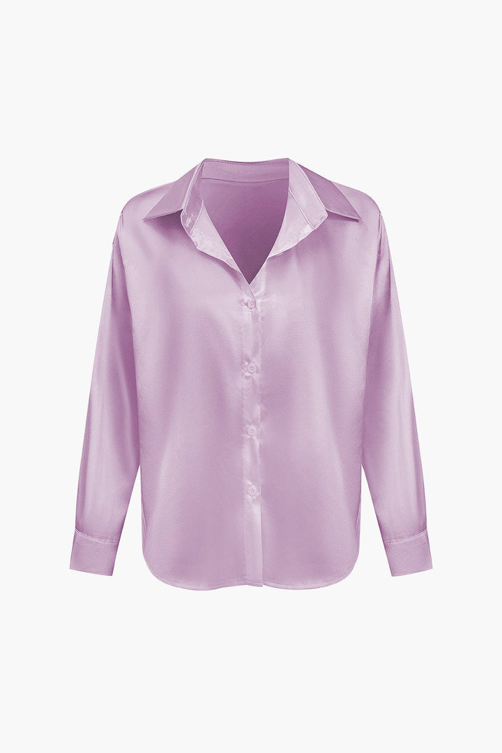 Blouse dames | Elegante blouse met satijn look en lange mouw
