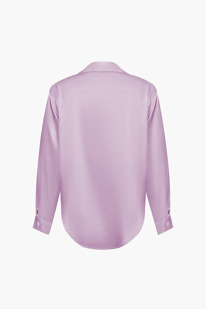 Blouse dames | Elegante blouse met satijn look en lange mouw