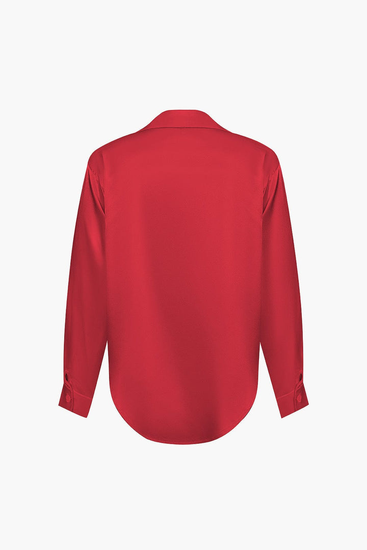 Blouse dames | Elegante blouse met satijn look en lange mouw