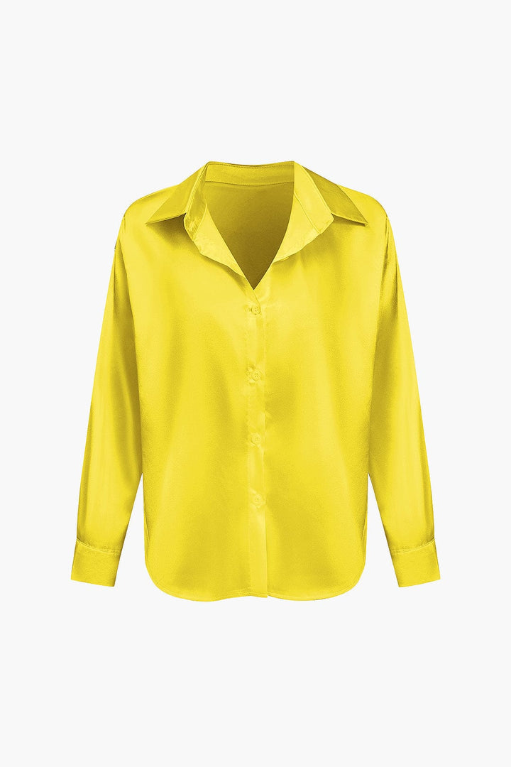 Blouse dames | Elegante blouse met satijn look en lange mouw