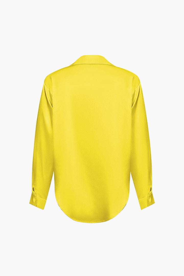 Blouse dames | Elegante blouse met satijn look en lange mouw