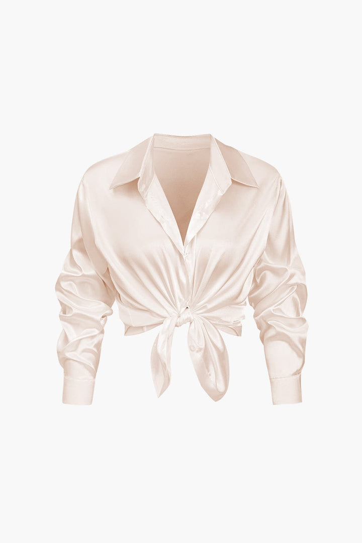 Blouse dames | Elegante blouse met satijn look en lange mouw