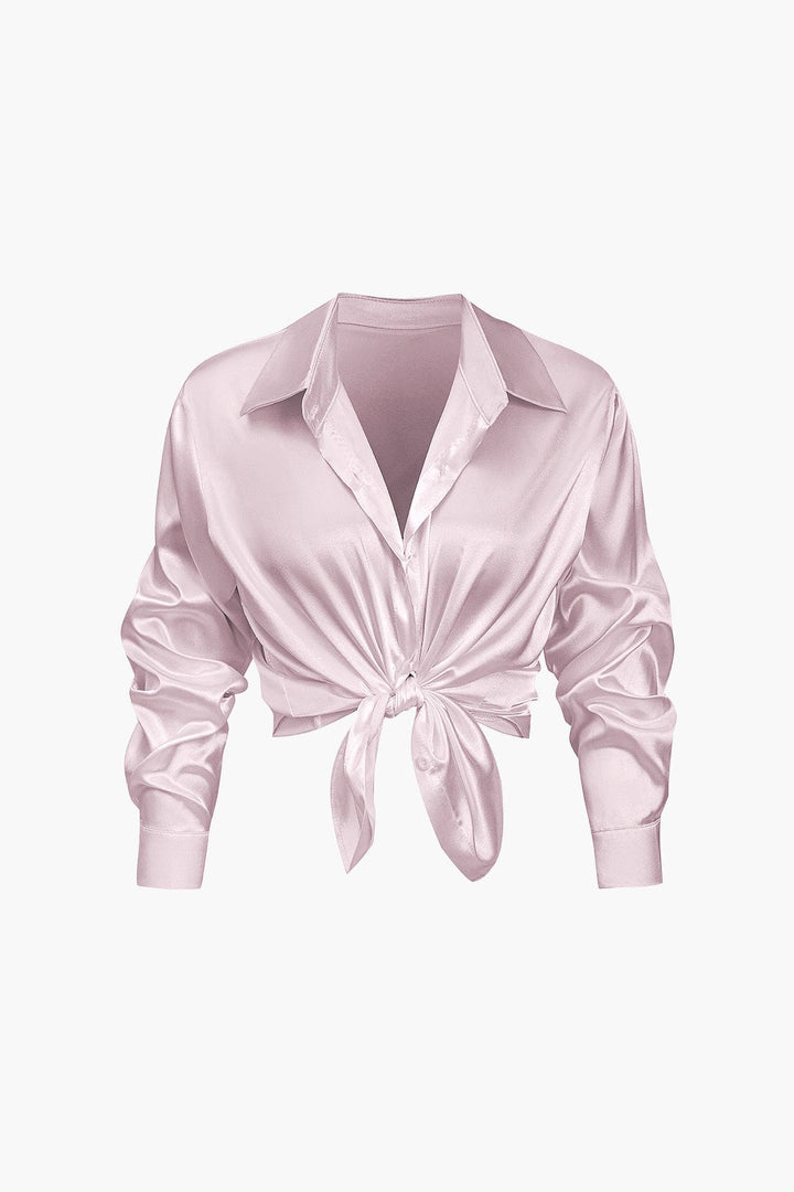 Blouse dames | Elegante blouse met satijn look en lange mouw