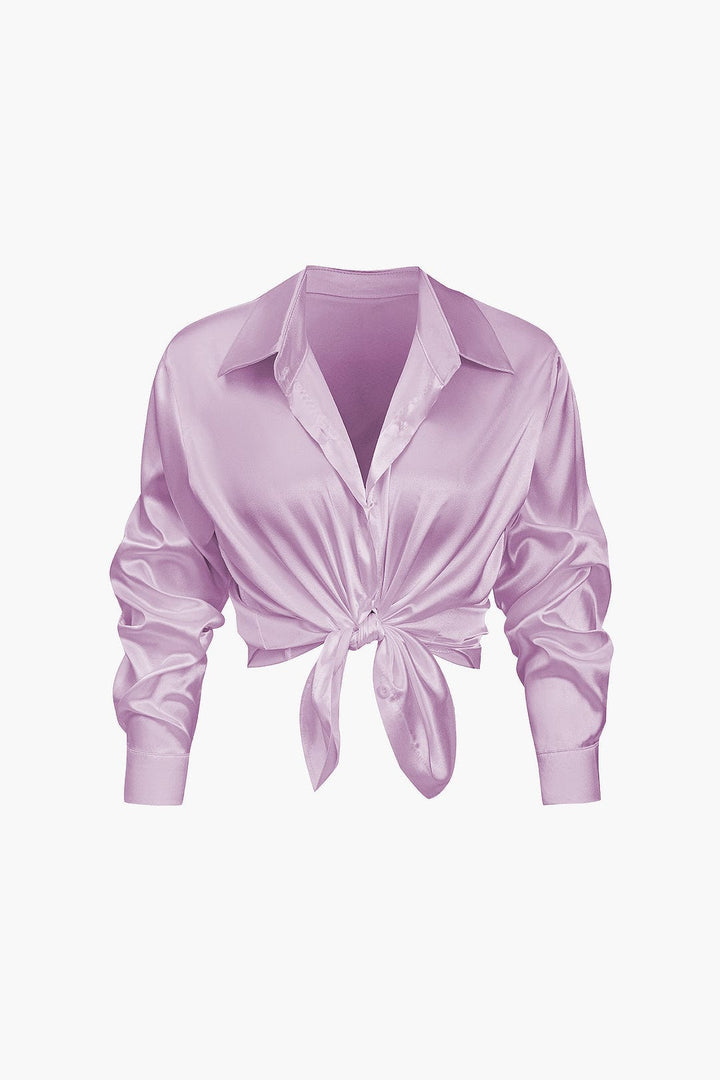Blouse dames | Elegante blouse met satijn look en lange mouw