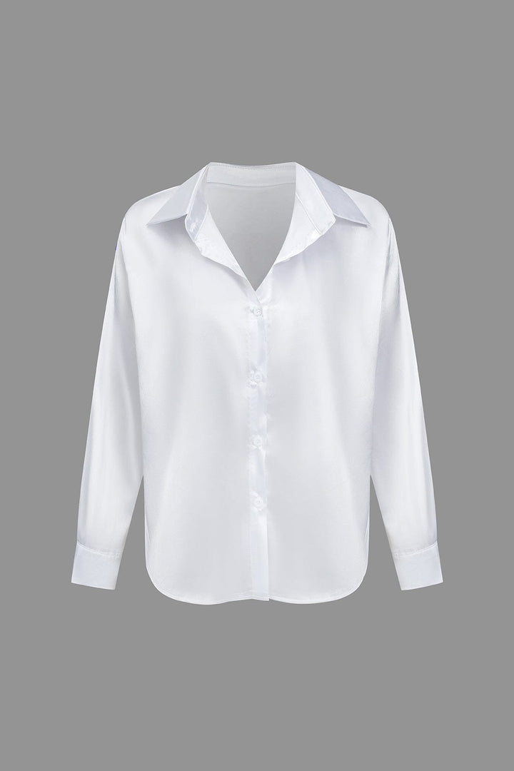 Blouse dames | Elegante blouse met satijn look en lange mouw