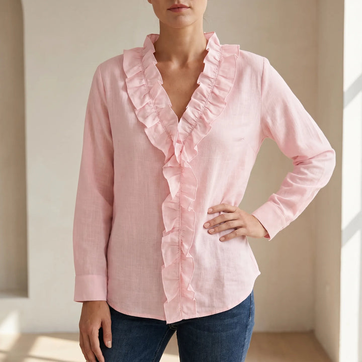 Blouse dames | Elegante blouse met volantkraag